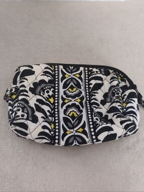 Vera Bradley Fanfare Large Cosmetic Toiletries Bag Travel Black Yellow White